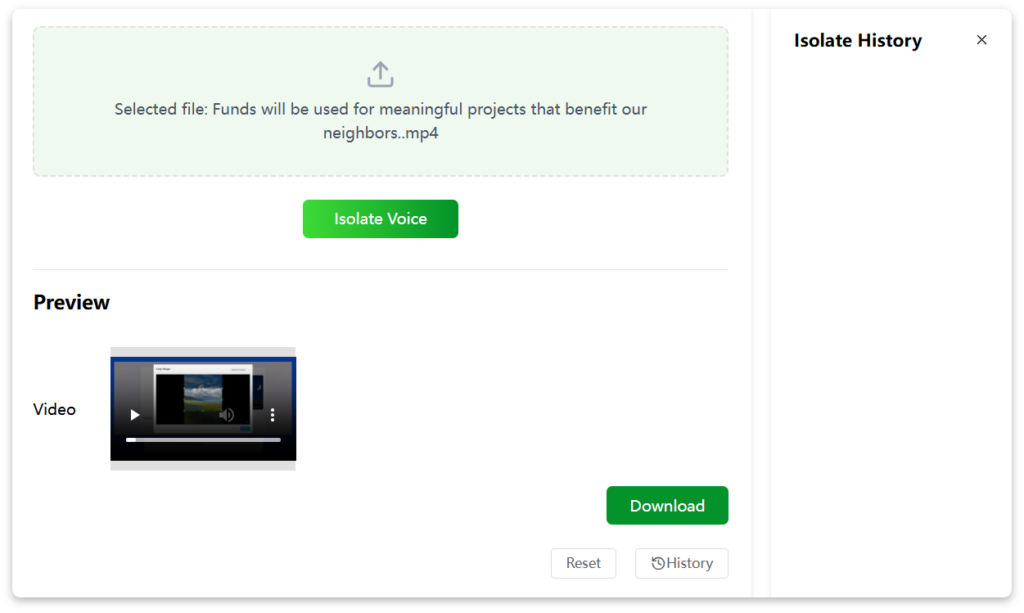 Upload your video in Voice Isolator AI